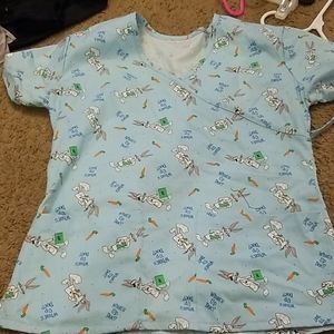 Bugs Bunny Scrub Top with Tie in back XS